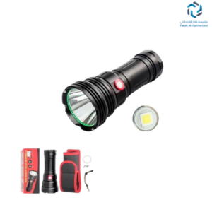 كشاف يدوي LED قوي وعالي الاضاءة قابل لاعادة الشحن عبر USBبتصميم متين مقاوم للاستخدام اليومي مثالي للرحلات مع حقيبة حمل سهل الاستخدام